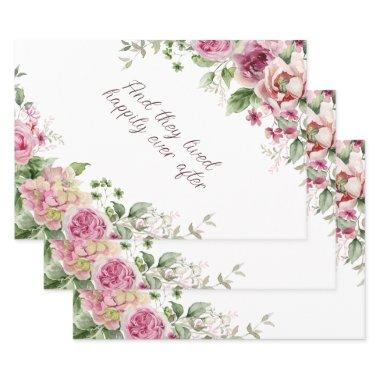 Pink Roses Frame Personalized Wrapping Paper Sheets