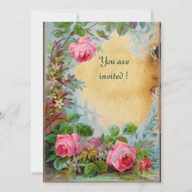 PINK ROSES & JASMINES parchment Invitations