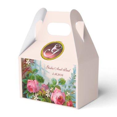 PINK ROSES ,JASMINES WEDDING GEM MONOGRAM FAVOR BOXES