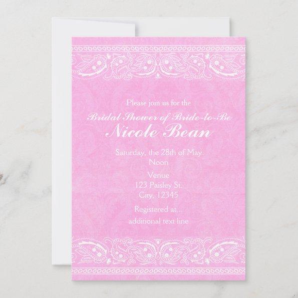 Pink Rustic Paisley Country Western Bridal Shower Invitations