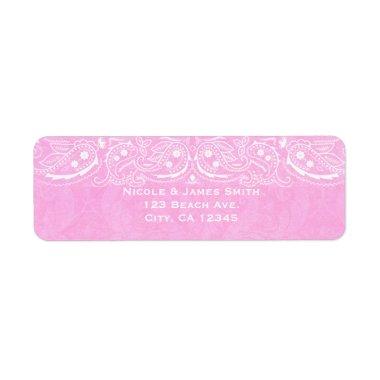 Pink Rustic Paisley Country Western Wedding Label