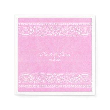 Pink Rustic Paisley Country Western Wedding Napkins