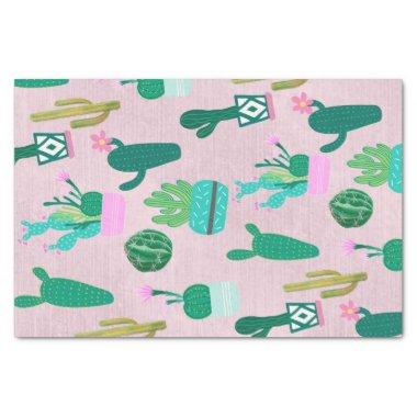 Pink Rustic Southwestern Cacti Cactus Plants Tissue Paper