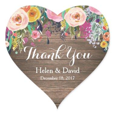 Pink Rustic Thank You Wedding Favour Stickers