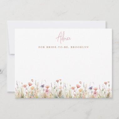 Pink Rustic Wild Flowers Bridal Shower Advice Card