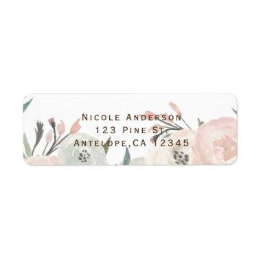 Pink & Sage Mint Green Modern Floral Shabby Chic Label