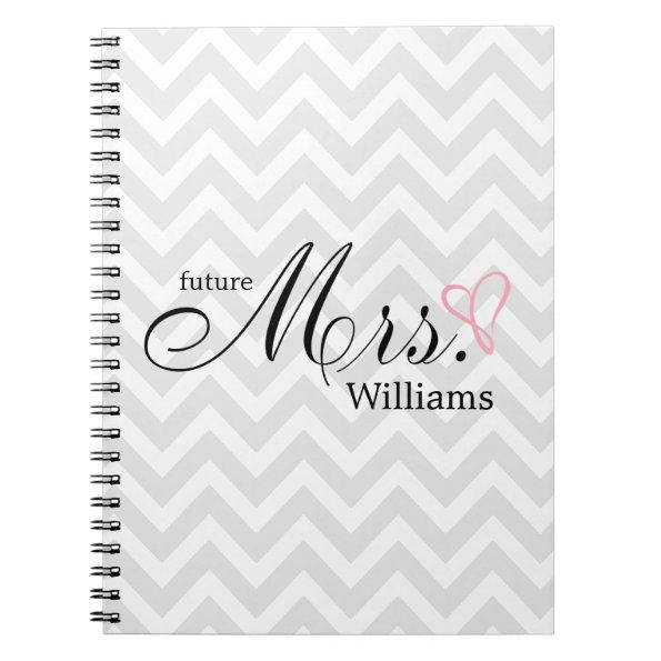 Pink Scribbled Heart Future Mrs Wedding Planner Notebook