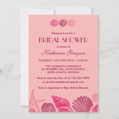 Pink Seashells Invitations for Summer Wedding
