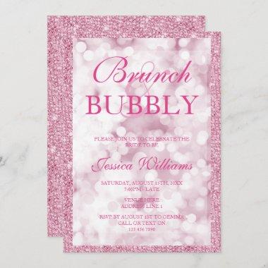 Pink Sequins Brunch & Bubbly Bridal Shower Invitations