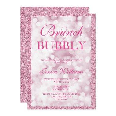 Pink Sequins Brunch & Bubbly Bridal Shower Invitations