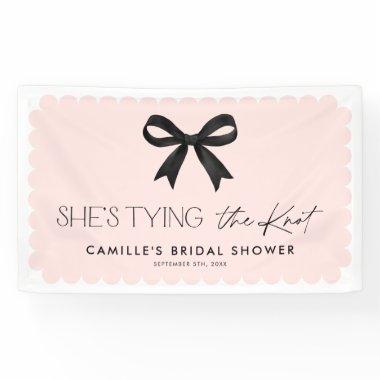 Pink She's Tying The Knot Bow Backdrop Banner