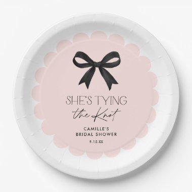Pink She's Tying The Knot Wedding Shower Paper Plates