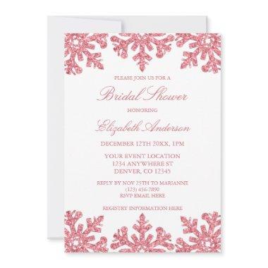 Pink Snowflake Winter Bridal Shower Invitations