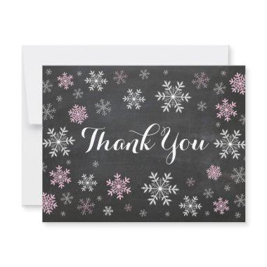 Pink Snowflakes Winter Chalkboard Thank You