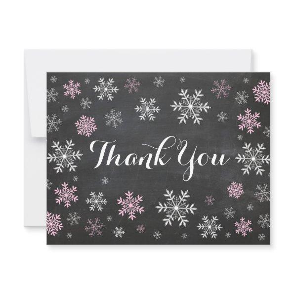 Pink Snowflakes Winter Chalkboard Thank You