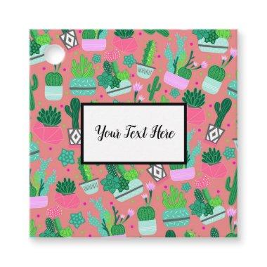 Pink Southwestern Cactus Pattern Birthday Party Favor Tags