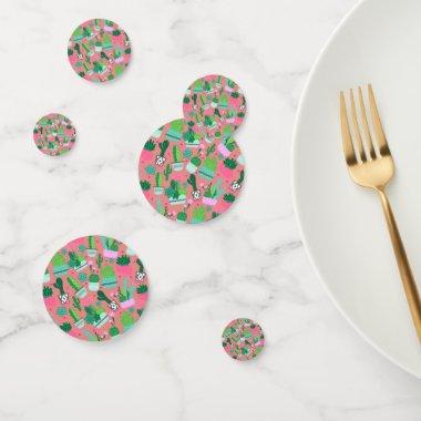 Pink Southwestern Cactus Pattern Sweet 16 Party Confetti