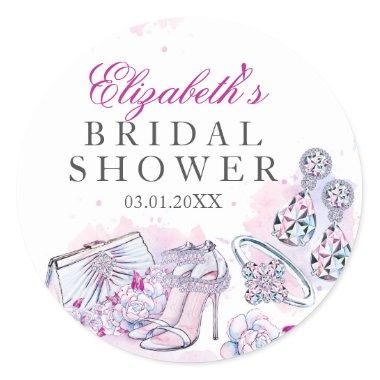 Pink Sparkle Crystal Bridal Shower Sticker