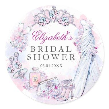 Pink Sparkle Crystal Wreath Bridal Shower Sticker
