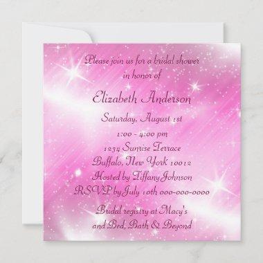Pink Sparkle Pink Bridal Shower Invitations