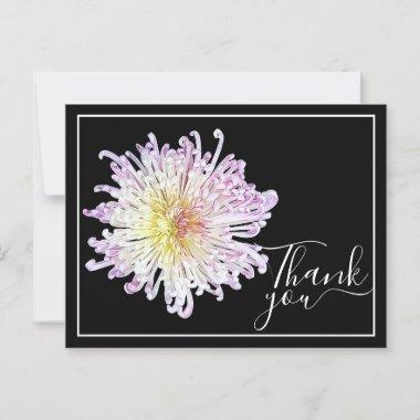 Pink Spider Mum With Black Background Thank You PostInvitations