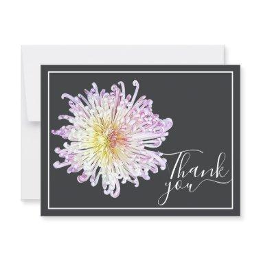 Pink Spider Mum With Gray Background Thank You PostInvitations