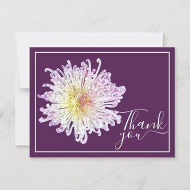 Pink Spider Mum With Purple Background Thank You PostInvitations
