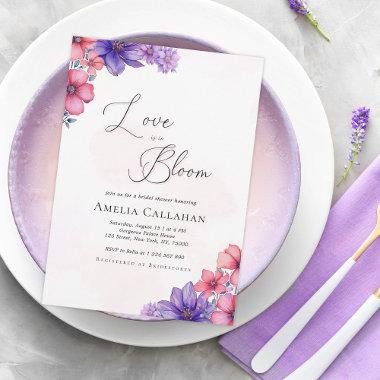 Pink Spring Blossom Love is in Bloom Bridal Shower Invitations