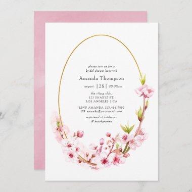 Pink Spring Cherry Blossom Bridal Shower Invitations