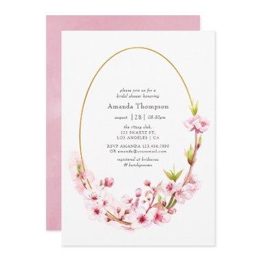 Pink Spring Cherry Blossom Bridal Shower Invitations