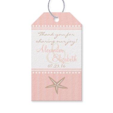 Pink Starfish Beach Wedding Guest Favor Thank You- Gift Tags