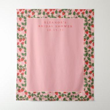 Pink Strawberry Custom Shower Photo Backdrop