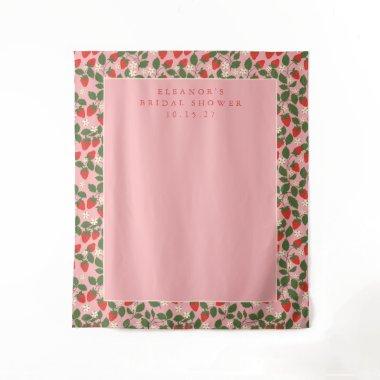 Pink Strawberry Custom Shower Photo Backdrop