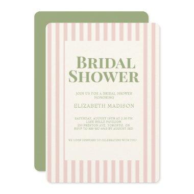 Pink Striped Green Retro Bridal Shower Invitations