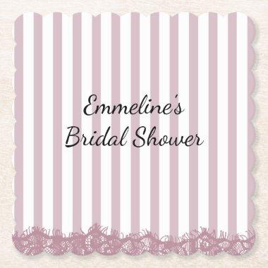 Pink Stripes and Lace  Paper Coaster