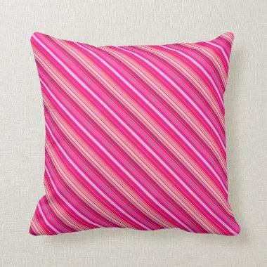 Pink Stripes, Fun, Colorful, Graphic Throw Pillow