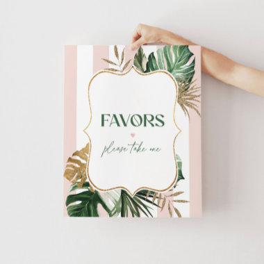 Pink stripes palm beach favors please take one poster