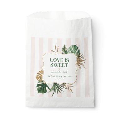 Pink stripes retro tropical love is sweet favor bag