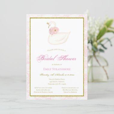 Pink Swan Invite, Bridal Shower, Baby Shower Invitations