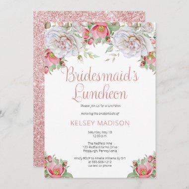Pink Sweet Floral Blooms Bridesmaid's Luncheon Invitations