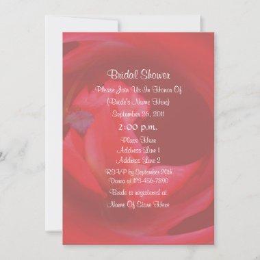 Pink Swirling Rose Flower Bridal Shower Invite