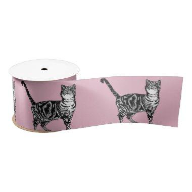 Pink Tabby cat Cats cute Satin Ribbon