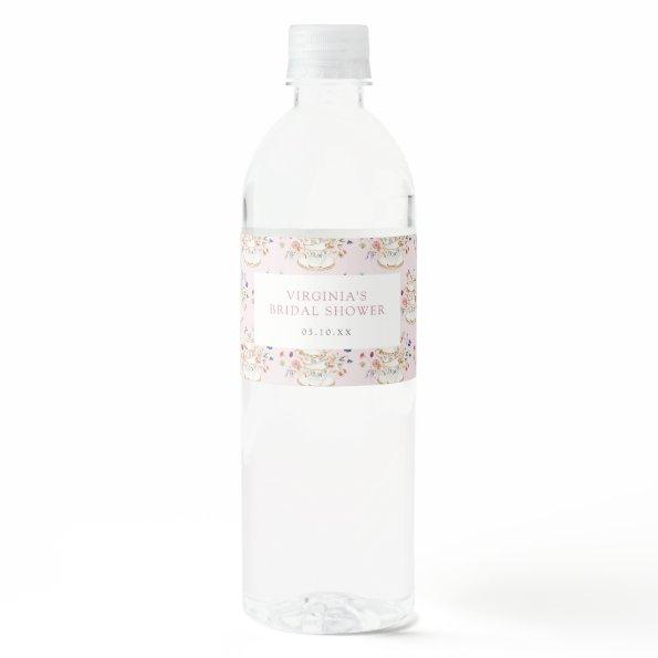 Pink Tea Party  Water Bottle Label