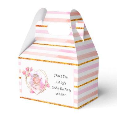 Pink Tea Party Gold Stripes Floral Favor Box