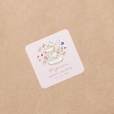 Pink Tea Party Square Sticker