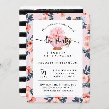 Pink Teacup Tea Party Bridal Shower Invitations