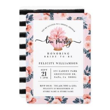 Pink Teacup Tea Party Bridal Shower Invitations