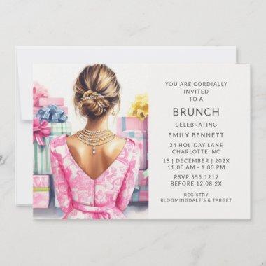 Pink Toile Brunch Bridal Shower Invitations