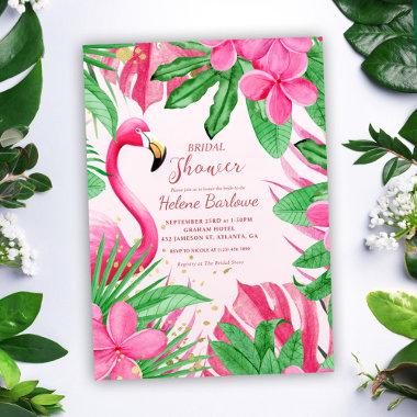 Pink Tropical Bridal Shower Invitations