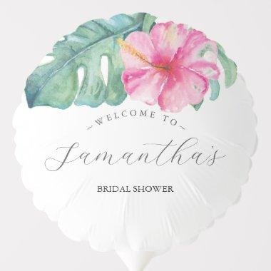 Pink Tropical Flowers Bridal Shower Balloon